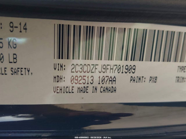 2015 Dodge Challenger R/t Scat Pack მანქანა იყიდება აუქციონზე, vin: 2C3CDZFJ9FH701909, აუქციონის ნომერი: 45995983