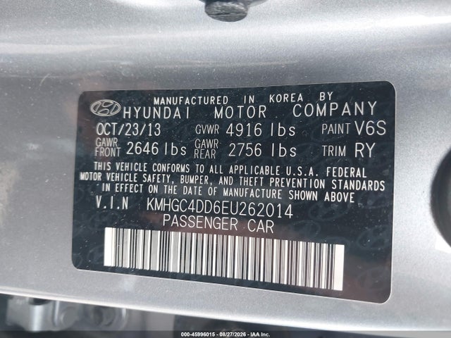 Продажа на аукционе авто 2014 Hyundai Genesis 3.8, vin: KMHGC4DD6EU262014, номер лота: 45996015
