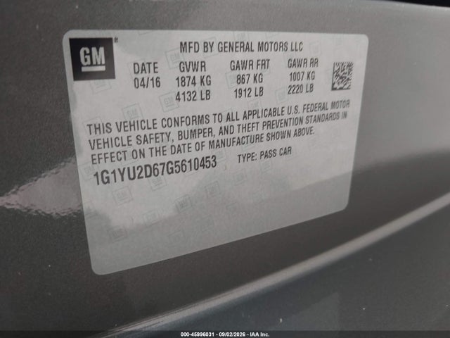Chevrolet Corvette Z06 2016 1G1YU2D67G5610453 Image 9