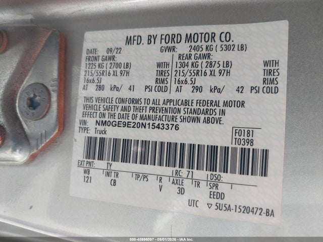 Ford Transit Connect Xl Passenger 2022 NM0GE9E20N1543376 Image 9