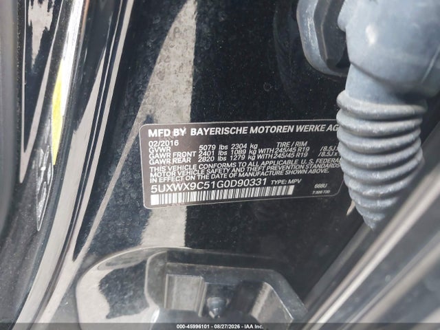 BMW X3 Xdrive28i 2016 5UXWX9C51G0D90331 Image 9