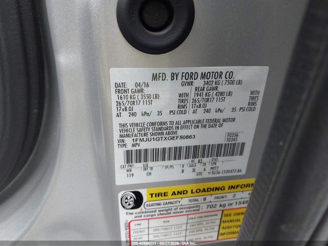 1FMJU1GTXGEF50863 Ford Expedition Xl