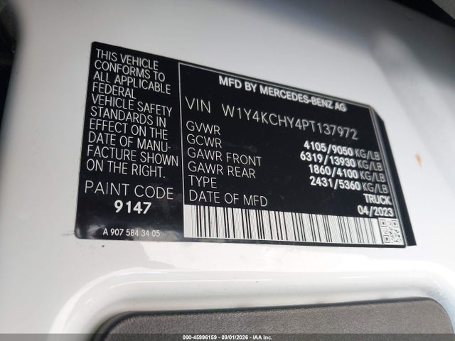 W1Y4KCHY4PT137972 Mercedes-Benz Sprinter 2500 High Roof 4-cyl Diesel