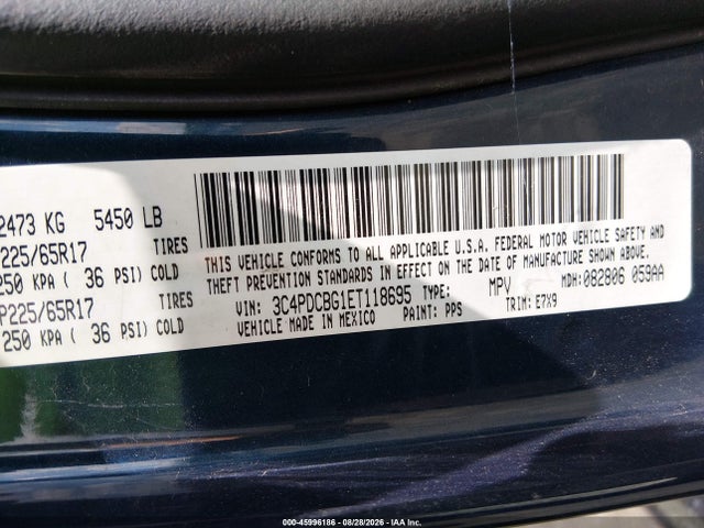 45996186 :رقم المزاد ، 3C4PDCBG1ET118695 vin ، 2014 Dodge Journey Sxt مزاد بيع