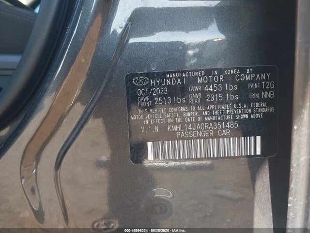 45996224 :رقم المزاد ، KMHL14JA0RA351485 vin ، 2024 Hyundai Sonata Sel مزاد بيع