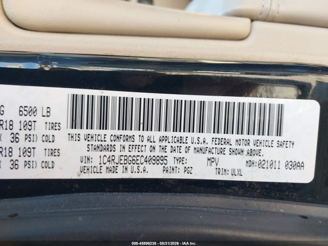 Aukcja sprzedaży 2014 Jeep Grand Cherokee Limited, vin: 1C4RJEBG6EC409895, numer aukcji: 45996238