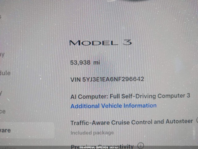 Продажа на аукционе авто 2022 Tesla Model 3 Rear-wheel Drive, vin: 5YJ3E1EA6NF296642, номер лота: 45996246