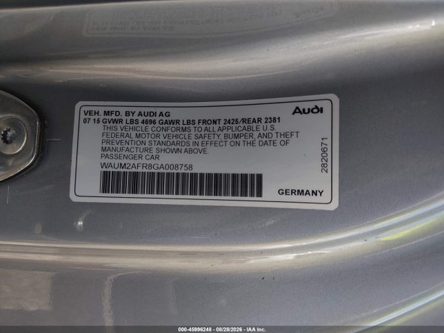 Продаж на аукціоні авто 2016 Audi A5 2.0t Premium, vin: WAUM2AFR8GA008758, номер лоту: 45996248