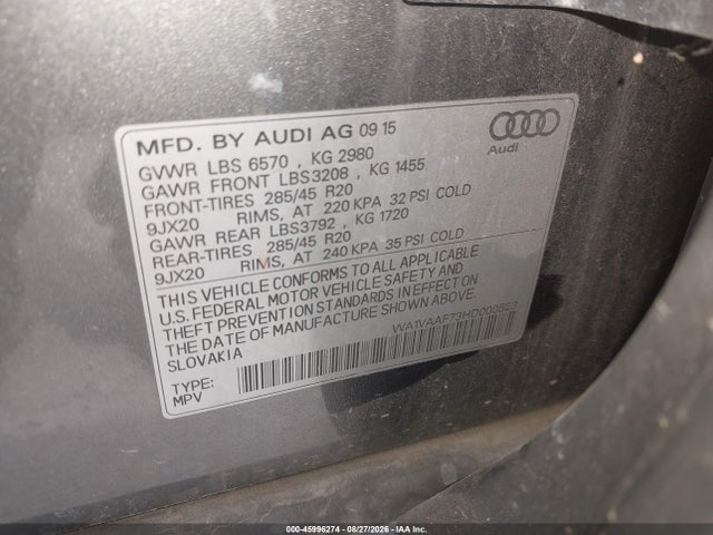 Audi Q7 3.0t Premium 2017 WA1VAAF73HD000523 Image 9