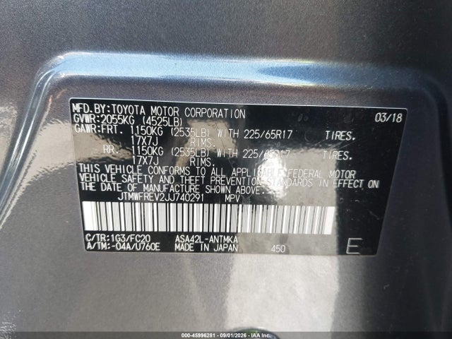 Toyota Rav4 Xle 2018 JTMWFREV2JJ740291 Image 9