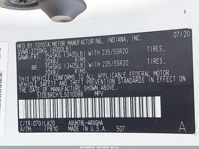Toyota Highlander Hybrid Platinum 2020 5TDEBRCH1LS010088 Image 9