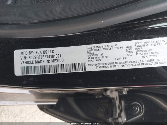3C6SRFJP2T4181091 RAM 1500 Laramie 4x4 5&#039;7 Box