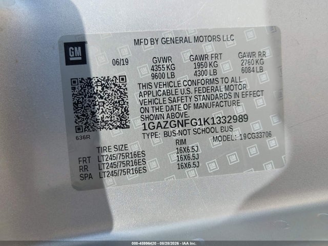 1GAZGNFG1K1332989 Chevrolet Express 3500 Ls