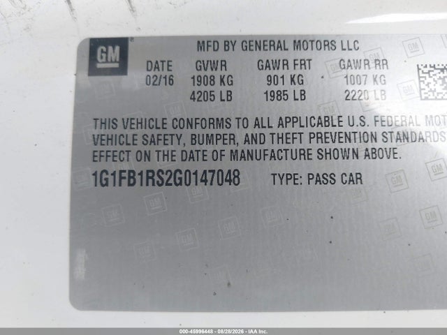 Chevrolet Camaro 1lt 2016 1G1FB1RS2G0147048 Image 9