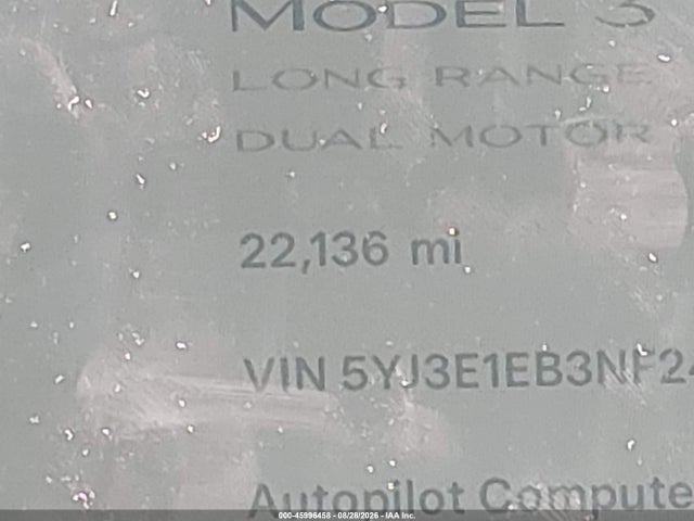 Aukcja sprzedaży 2022 Tesla Model 3 Long Range Dual Motor All-wheel Drive, vin: 5YJ3E1EB3NF247911, numer aukcji: 45996458