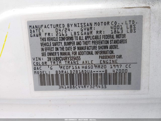 Продажа на аукционе авто 2024 Nissan Sentra Sv Xtronic Cvt, vin: 3N1AB8CV4RY329455, номер лота: 45996524