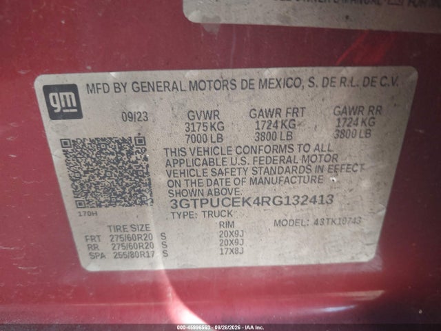GMC Sierra 1500 4wd Standard Box Elevation 2024 3GTPUCEK4RG132413 Image 9