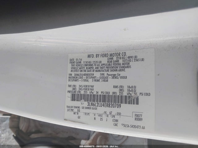 2014 Lincoln Mkz Hybrid მანქანა იყიდება აუქციონზე, vin: 3LN6L2LU4ER820709, აუქციონის ნომერი: 45996575