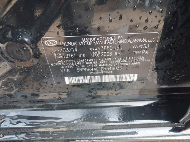 2014 Hyundai Elantra Se მანქანა იყიდება აუქციონზე, vin: 5NPDH4AE1EH546036, აუქციონის ნომერი: 45996612