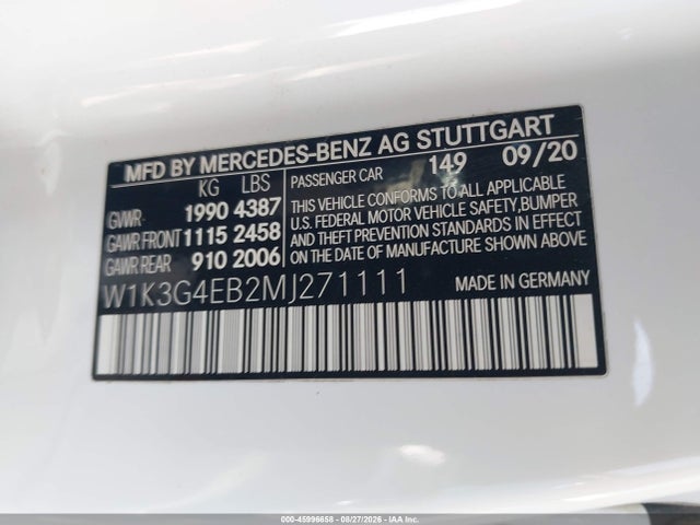 Aukcja sprzedaży 2021 Mercedes-benz A 220, vin: W1K3G4EB2MJ271111, numer aukcji: 45996658
