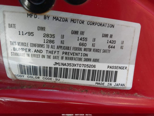 Продажа на аукционе авто 1996 Mazda Mx-5 Miata, vin: JM1NA353XT0705206, номер лота: 45996688