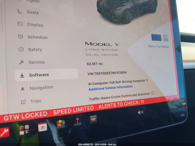 2022 Tesla Model Y Long Range Dual Motor All-wheel Drive მანქანა იყიდება აუქციონზე, vin: 7SAYGDEE7NF413894, აუქციონის ნომერი: 45996732