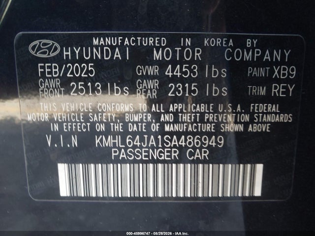 Aukcja sprzedaży 2025 Hyundai Sonata Sel, vin: KMHL64JA1SA486949, numer aukcji: 45996747