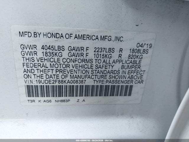 Acura Ilx Premium A-spec Packages/technology A-spec Packages 2019 19UDE2F88KA008387 Image 9
