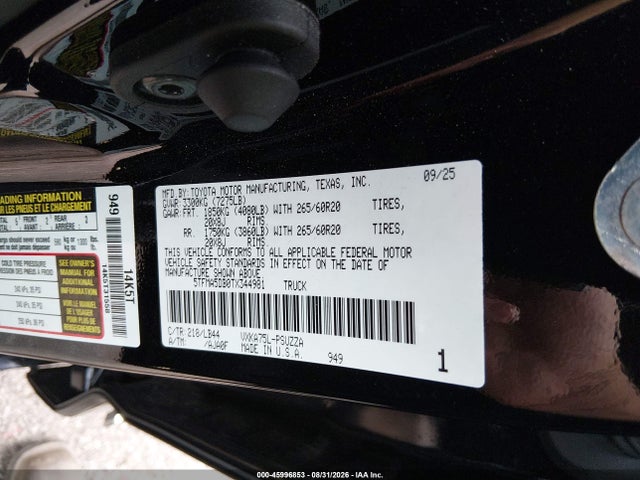 Aukcja sprzedaży 2026 Toyota Tundra 1794 Edition Crewmax 5.5' Bed, vin: 5TFMA5DB0TX344981, numer aukcji: 45996853