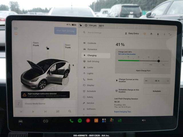 Aukcja sprzedaży 2022 Tesla Model Y Long Range Dual Motor All-wheel Drive, vin: 7SAYGDEE7NF561611, numer aukcji: 45996878