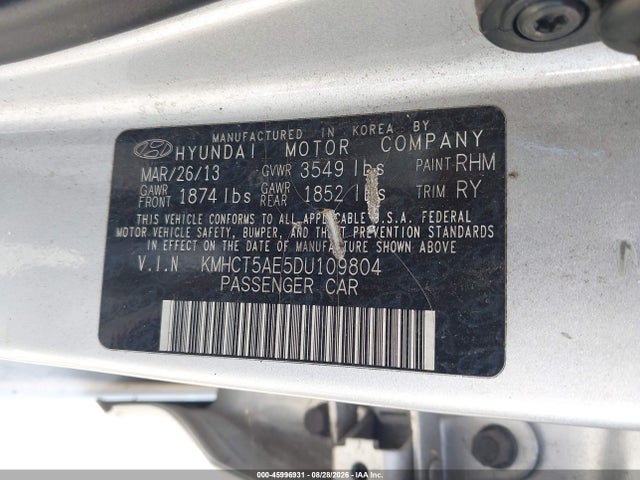 Продажа на аукционе авто 2013 Hyundai Accent Gs, vin: KMHCT5AE5DU109804, номер лота: 45996931