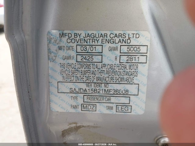 Продаж на аукціоні авто 2001 Jaguar Xjr, vin: SAJDA15B21MF36008, номер лоту: 45996989