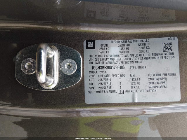 Chevrolet Colorado Wt 2016 1GCHSBE30G1236406 Image 9