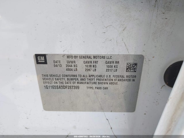 2013 Chevrolet Malibu 2lt მანქანა იყიდება აუქციონზე, vin: 1G11E5SA3DF287399, აუქციონის ნომერი: 45997053