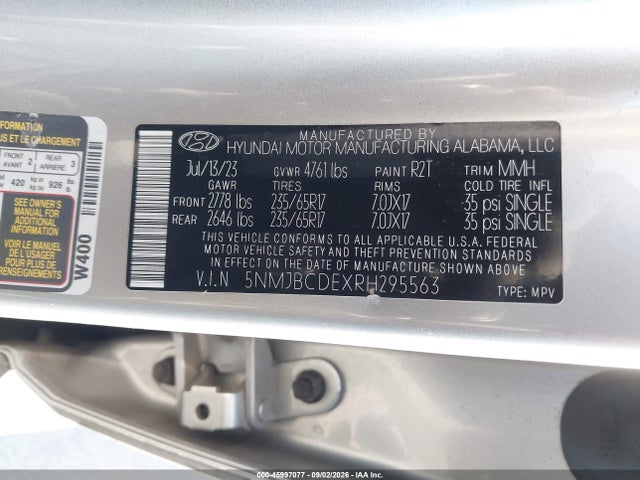 Продаж на аукціоні авто 2024 Hyundai Tucson Sel, vin: 5NMJBCDEXRH295563, номер лоту: 45997077