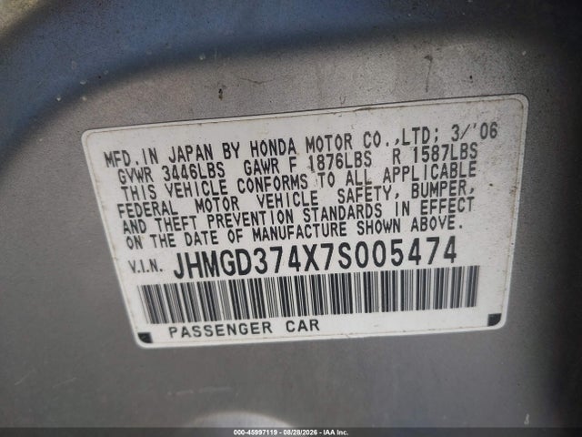 Продаж на аукціоні авто 2007 Honda Fit, vin: JHMGD374X7S005474, номер лоту: 45997119