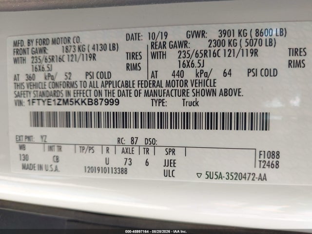 Ford Transit-150 2019 1FTYE1ZM5KKB87999 Image 9