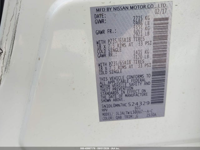 Продажа на аукционе авто 2017 Infiniti Qx60, vin: 5N1DL0MN7HC524329, номер лота: 45997176