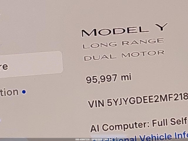 Продажа на аукционе авто 2021 Tesla Model Y Long Range Dual Motor All-wheel Drive, vin: 5YJYGDEE2MF218605, номер лота: 45997228