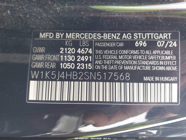 Продажа на аукционе авто 2025 Mercedes-benz Cla 250 Coupe 4matic, vin: W1K5J4HB2SN517568, номер лота: 45997241