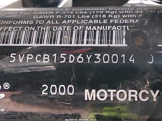 2000 Victory Motorcycles V92 C Victory მანქანა იყიდება აუქციონზე, vin: 5VPCB15D6Y3001450, აუქციონის ნომერი: 45997326