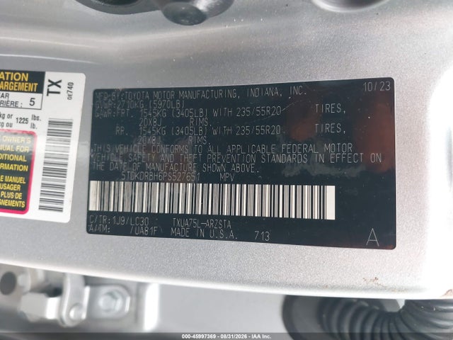 Продажа на аукционе авто 2023 Toyota Highlander Xse, vin: 5TDKDRBH6PS527651, номер лота: 45997369