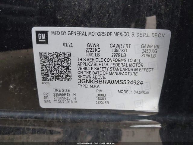 Продажа на аукционе авто 2021 Chevrolet Blazer Fwd 1lt, vin: 3GNKBBRA0MS534924, номер лота: 45997443
