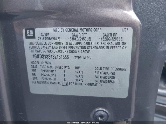 Продажа на аукционе авто 2008 Chevrolet Trailblazer Lt, vin: 1GNDS13S182181356, номер лота: 45997535