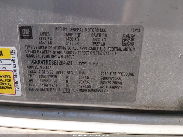 Aukcja sprzedaży 2014 Gmc Acadia Denali, vin: 1GKKVTKD8EJ204921, numer aukcji: 45997557