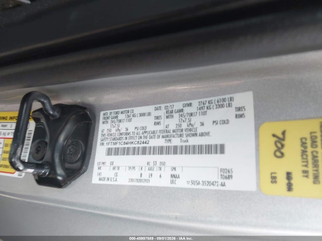 Продажа на аукционе авто 2017 Ford F-150 Xl, vin: 1FTMF1C84HKC82442, номер лота: 45997589