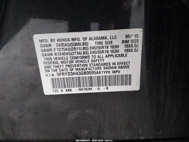 Продаж на аукціоні авто 2016 Acura Mdx Technology   Acurawatch Plus Packages/technology Package, vin: 5FRYD3H43GB009544, номер лоту: 45997637