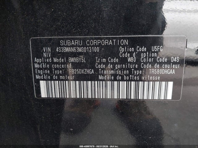Продаж на аукціоні авто 2021 Subaru Legacy Limited, vin: 4S3BWAN63M3013100, номер лоту: 45997679