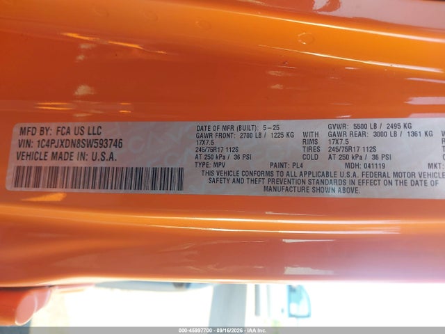 Продаж на аукціоні авто 2025 Jeep Wrangler 4-door Summit 4x4, vin: 1C4PJXDN8SW593746, номер лоту: 45997700