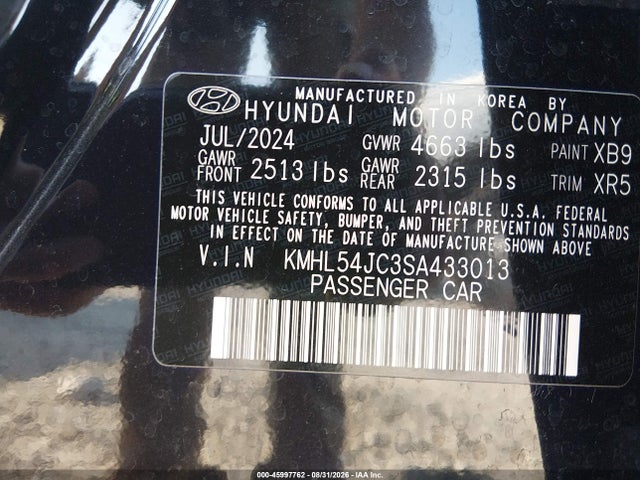 2025 Hyundai Sonata N Line მანქანა იყიდება აუქციონზე, vin: KMHL54JC3SA433013, აუქციონის ნომერი: 45997762